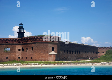 fort jefferson walls with garden key lighthouse bastion and moat dry tortugas national park florida keys usa Stock Photo