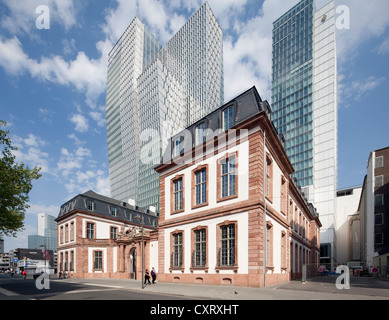 The reconstructed Thurn und Taxis Palais, Palais Quartier district, Jumeirah Hotel, Nextower office tower, Frankfurt am Main Stock Photo