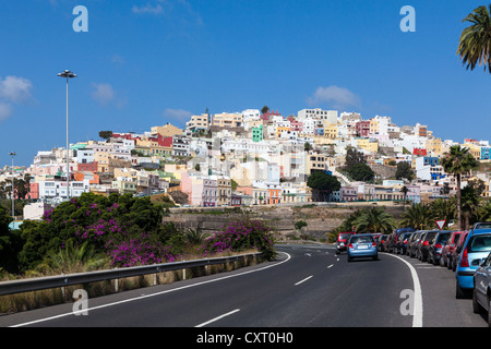 Colourful nested houses in the San Juan district, Las Palmas de Gran Canaria, Gran Canaria, Canary Islands, Spain, Europe