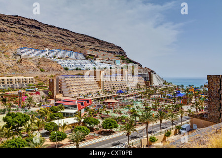 View towards Hotel Paradise Lago Taurito, Aquapark, Taurito, Gran Canaria, Canary Islands, Spain, Europe, PublicGround Stock Photo