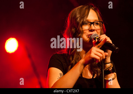 Swiss singer Stefanie Heinzmann performing live in the Schueuer concert hall, Lucerne, Switzerland, Europe Stock Photo