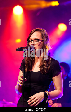 Swiss singer Stefanie Heinzmann performing live in the Schueuer concert hall, Lucerne, Switzerland, Europe Stock Photo