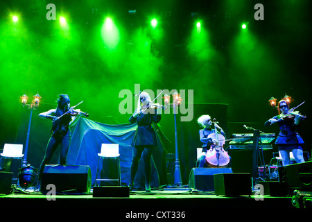 The German pop, rock, classical and gothic string quartet "Eklipse", performing live at the Hallenstadion in Zurich, Switzerland Stock Photo