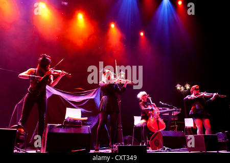 The German pop, rock, classical and gothic string quartet "Eklipse", performing live at the Hallenstadion in Zurich, Switzerland Stock Photo