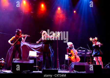 The German pop, rock, classical and gothic string quartet "Eklipse", performing live at the Hallenstadion in Zurich, Switzerland Stock Photo