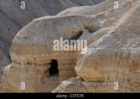 Cave, site where the Dead Sea Scrolls were discovered, Qumran, Dead Sea, Israel, Middle East Stock Photo