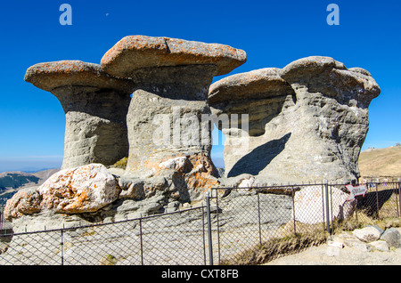Rock formation called 'Babele' in Bucegi mountains, Romania landmark Stock Photo