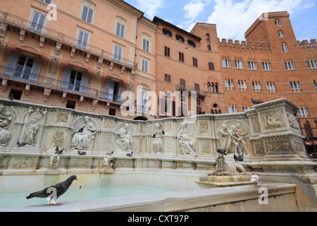 Fonte Gaia fountain, Piazza del Campo square, Siena, Italy, Europe Stock Photo