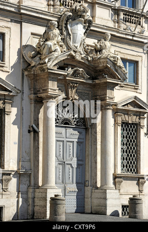 Entrance of the Constitutional Court Palazzo della Consulta palace by Ferdinando Fuga, Piazza del Quirinale square, Rome Stock Photo