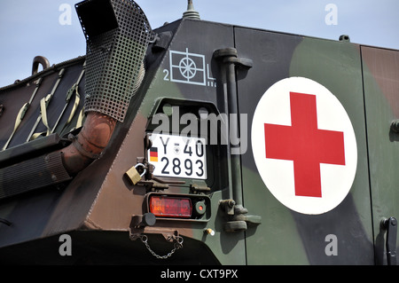 Emergency vehicle of the German armed forces, German Red Cross, RETTmobil, trade fair in Fulda, Hesse Stock Photo