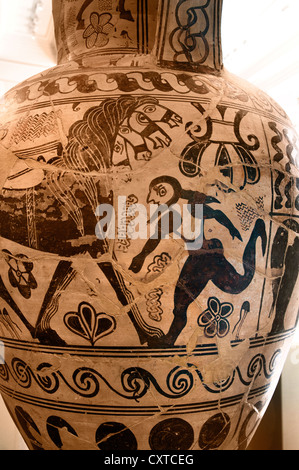 Terracotta neck-amphora storage jar Proto Attic 7th century B.C. Greek  Attic 108cm Stock Photo