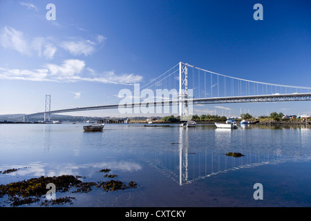 The Forth Road Bridge seen from North Queensferry Fife Scotland. Stock Photo