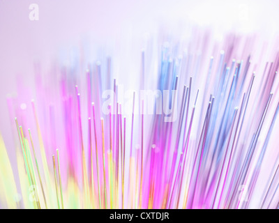 Close up of colorful optic fibers Stock Photo