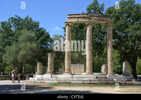 4th century BC Philippeion, Ancient Olympia, Elis, West Greece Region, Greece Stock Photo