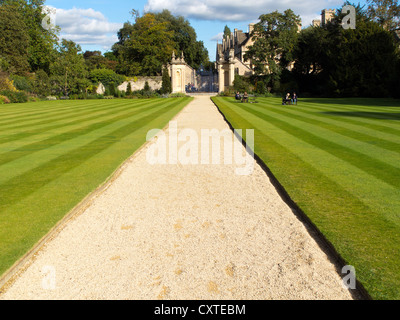 Endless lawn, Trinity College Oxford Stock Photo