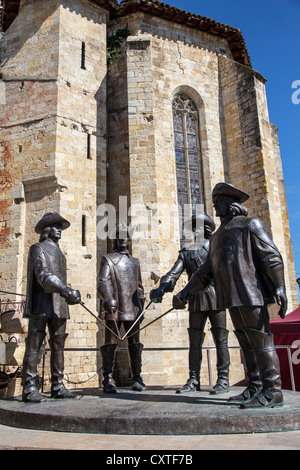 Statue of d'Artagnan and The Three Musketeers with d'Artagnan at Condom, Gers, Gascony, Midi-Pyrenees, France Stock Photo