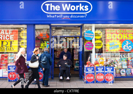 The works discount bookstore in Bury St Edmunds, UK, 9th October 2012 showing ease of access by a wheelchair user Stock Photo