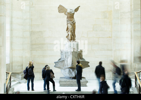 The Winged Victory of Samothrace by unknown Greek sculptor. Louvre Museum, Paris, France Stock Photo