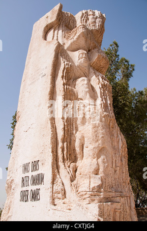 Sculpture to commemorate the visit of Pope John Paul II to Mount Nebo, Jordan, March 2000 Stock Photo