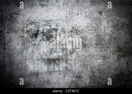 Dark and grungy concrete wall background with vignette Stock Photo