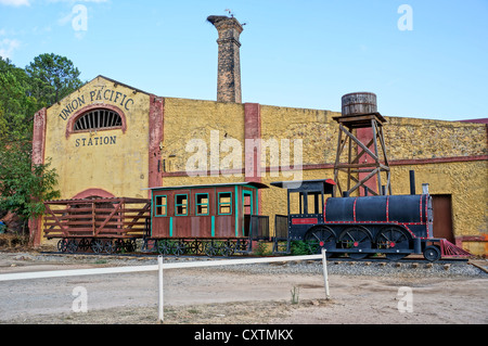 Western town. Union Pacific train station, at La Reserva Sevilla El Castillo de las Guardas, Spain Stock Photo