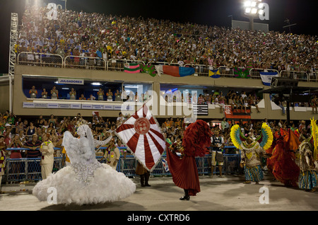 Mestre Sala and Porta Bandeira before the Judges during Carnival Rio de Janeiro Brazil Stock Photo