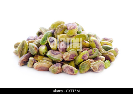 shelled whole pistachio nuts isolated on a white background Stock Photo