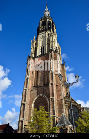 Main tower of the new church in city center Markt. Delft, Netherlands. Stock Photo