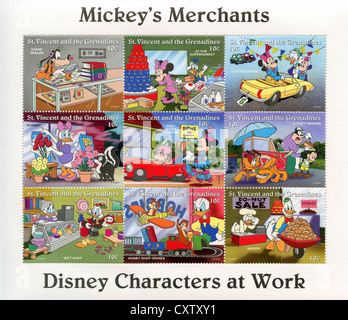 Saint Vincent and the Grenadines postage stamps - Disney cartoon characters Stock Photo