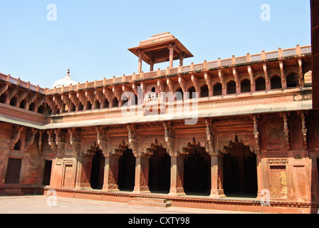 The red-sandstone Jehangir's palace in Agra Fort Stock Photo