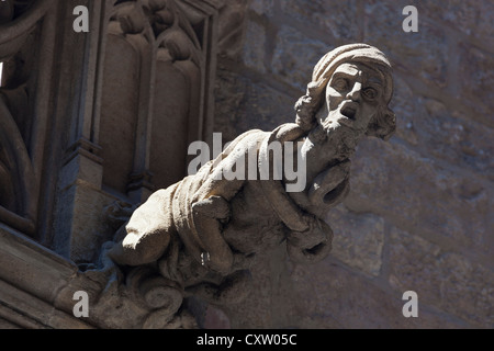 Barcelona, Spain. Gargoyle on building in Gothic Quarter. Stock Photo