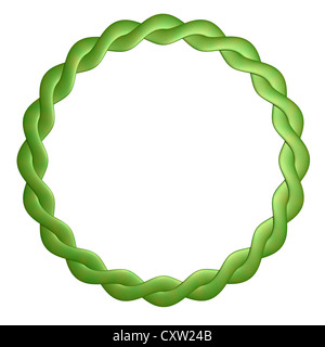 Round frame is twisted out of leather is green. Stock Photo