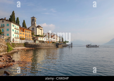 Overlooking the old town of Brissago in Ticino, Switzerland Stock Photo