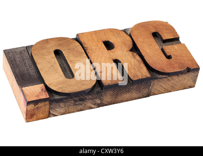 dot org internet domain - network address for nonprofit organization - isolated text in vintage letterpress wood type Stock Photo