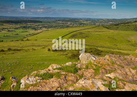 View from Crooks Peak in Somerset, part of the Wessex Walk Stock Photo