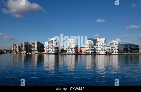 Award winning architecture of residential buildings Havneholmen at Kalvebod Brygge in the port of Copenhagen, Denmark Stock Photo