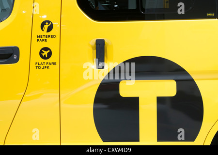 Detail of new Nissan van in livery of New York City (NYC) Taxi at Paris Motor Show 2012 Stock Photo