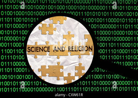 Science and religion puzzle Stock Photo