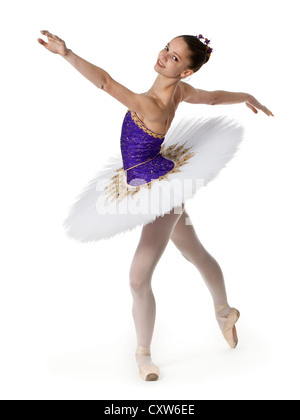 Teenage ballerina in purple and white tutu Stock Photo