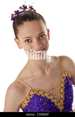 Teenage ballerina in purple and white tutu Stock Photo