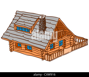 Wood Log Cabin Isolated On White Background Stock Photo - Alamy