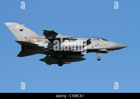 Tornado GR4 tactical bomber aircraft of the Royal Air Force in flight. Military aviation. Stock Photo