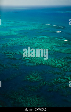 Aerial view of Arlington Reef coral formations underwater in the Great Barrier Reef Maine Park Australia Stock Photo