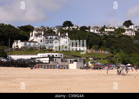 Carbis Bay Hotel and beach at Carbis Bay, St Ives, Cornwall Stock Photo