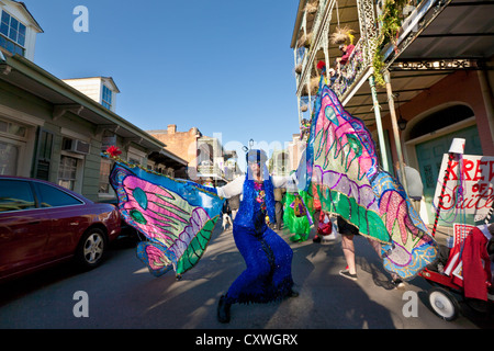 Partying and costumes in French Quarter, Mardi Gras, New Orleans, Louisiana Stock Photo