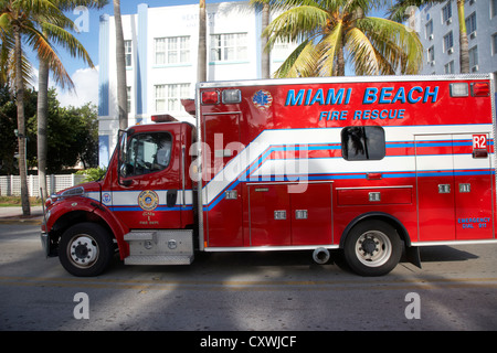 miami beach fire rescue vehicle south beach florida usa Stock Photo