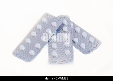Packs of pills on white Stock Photo