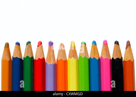 Coloring crayon pencils isolated on white background Stock Photo
