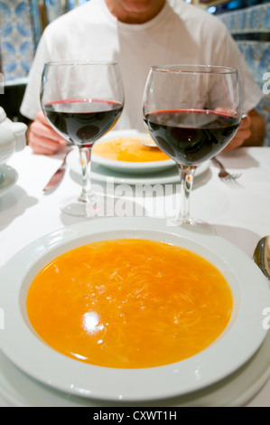 Cocido madrileño soup. Madrid, Spain. Stock Photo