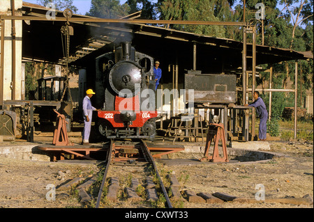 The rebuilding of Eritrea's railway between Masawa on the Red Sea Coast and Asmara the capital, following 30 years of abandonmen Stock Photo